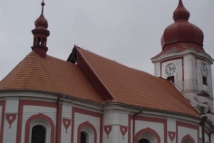 Celkový pohled střechy kostela