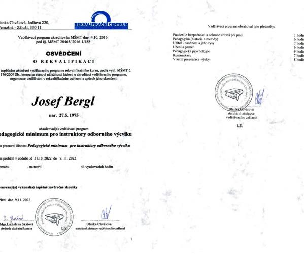 Osvědčení o rekvalifikaci Osvědčení o rekvalifikaci